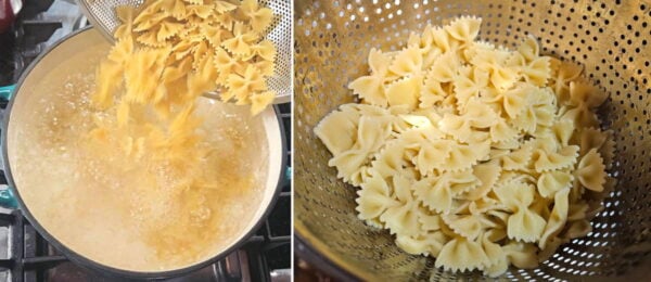 boiling and draining pasta