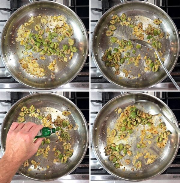 adding olives and gin