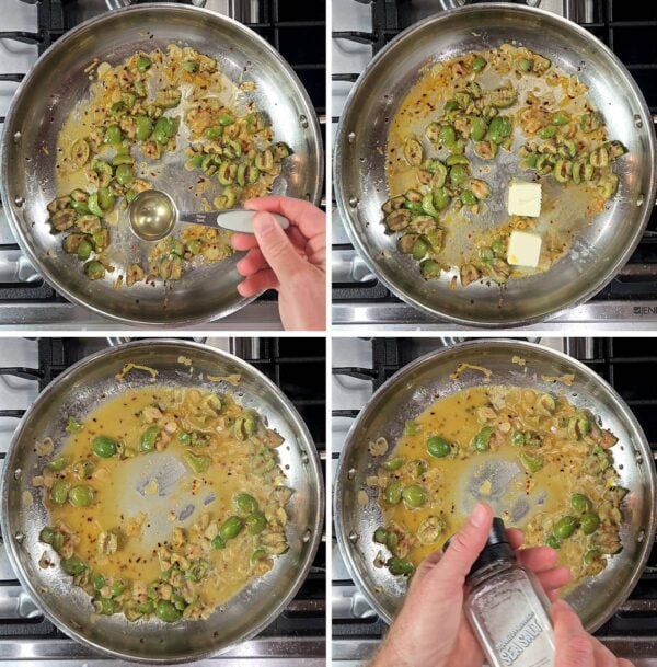 adding olive brine and butter