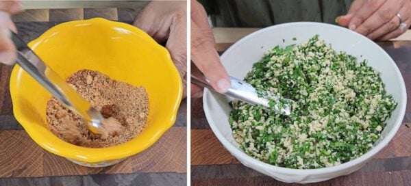 mixing up the salmon toppings