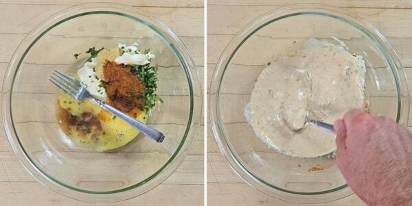 mixing together the sauce ingredients