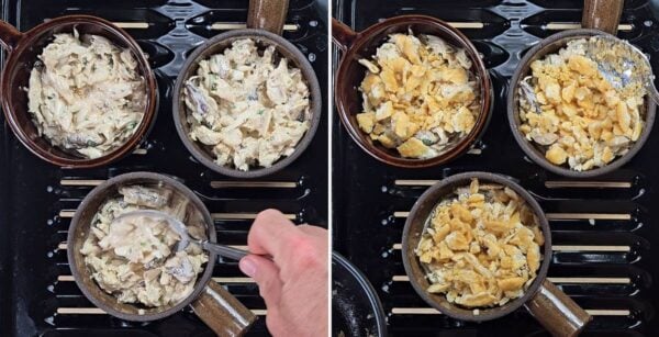 filling three ramekins