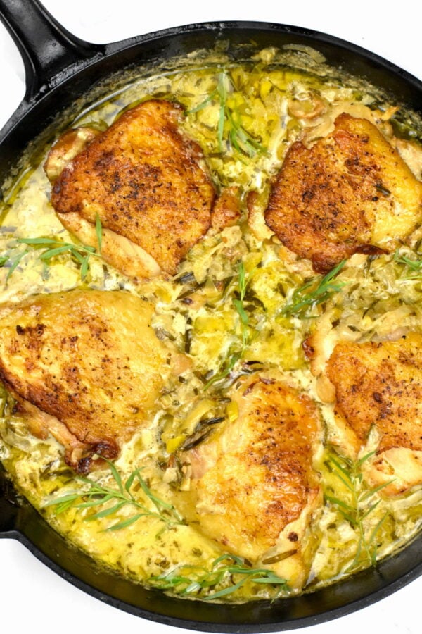 tarragon chicken in a pan
