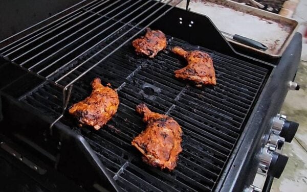 grilling the chicken