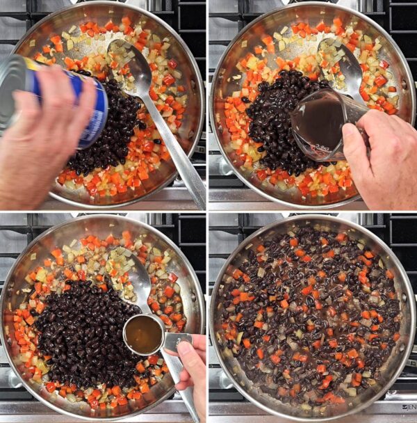 adding and simmering beans