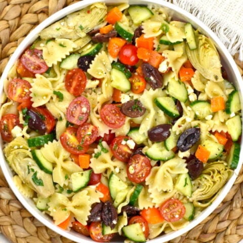featured image for greek pasta salad recipe