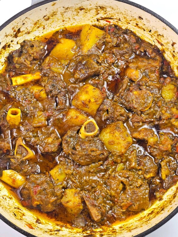 caribbean curry goat in a pot