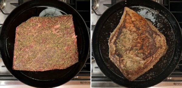 searing the brisket