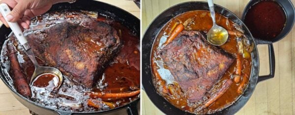 spooning the grease off the top