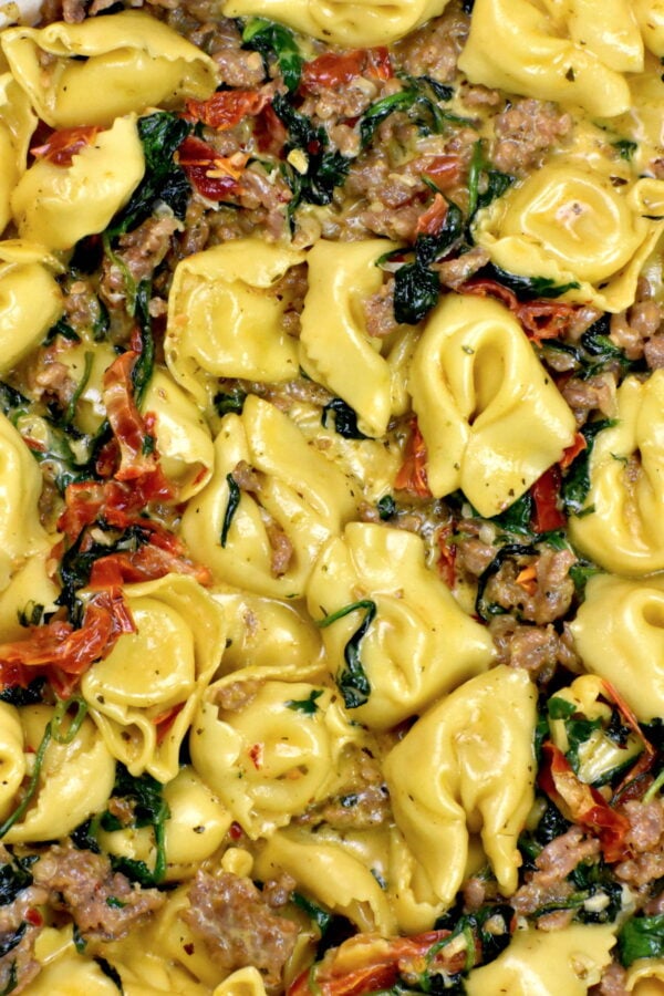 cheese tortellini in a creamy tuscan sauce