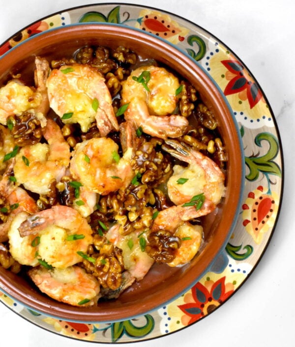 bowl of walnut shrimp on the gypsy plate

