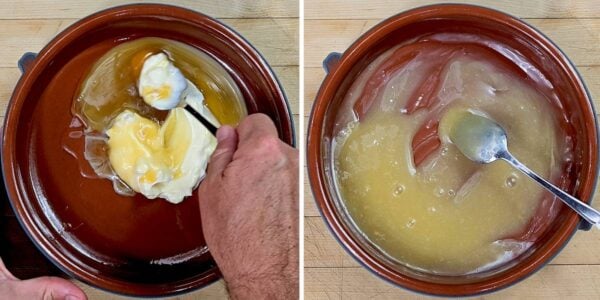 mixing the sauce ingredients