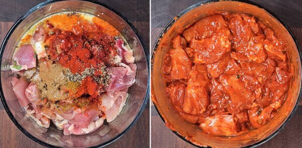 marinating the chicken.