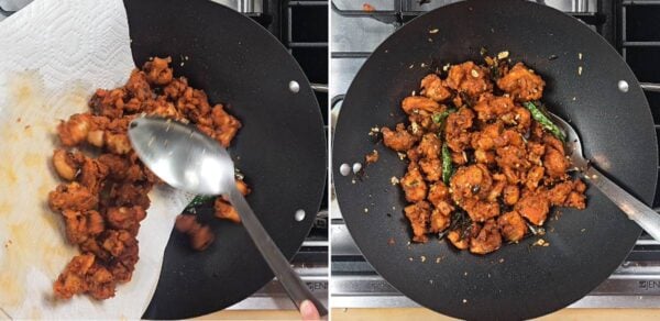 stirring the chicken back in