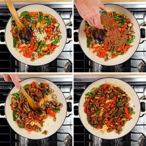 adding garlic and creole seasoning