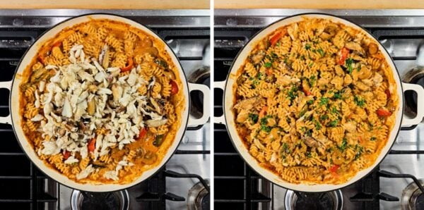 blending in the crab meat