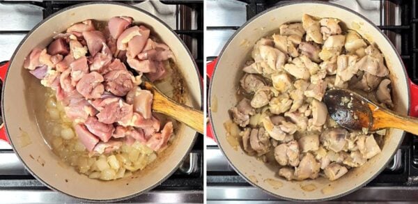 browning up the chicken