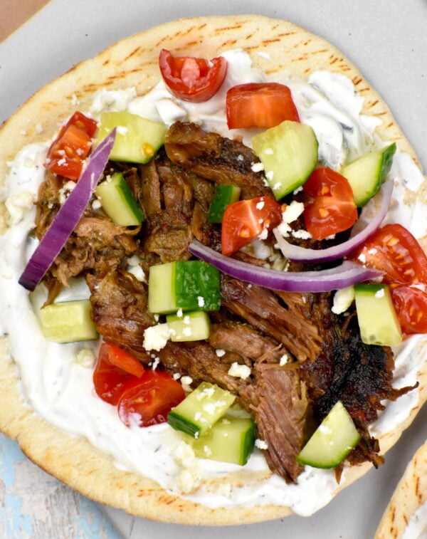 close up shot of a lamb gyro