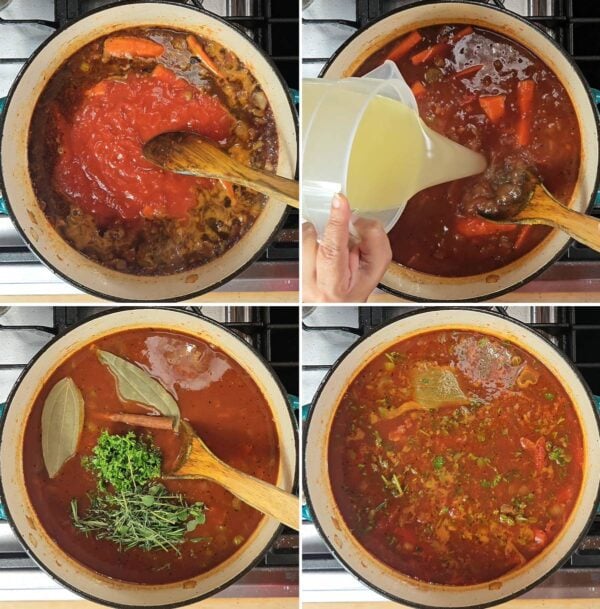 adding remaining sauce ingredients