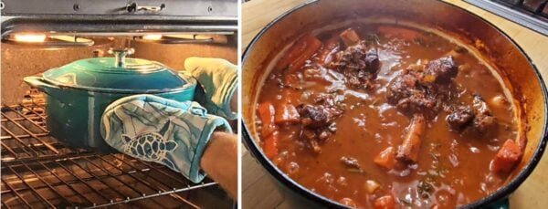 placing the pot in the oven