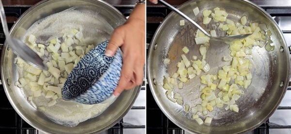 sautéing onion in butter