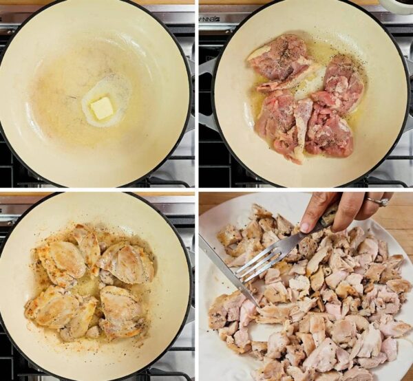 browning up the chicken thighs.