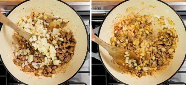 sautéing diced onion in with the sausage.