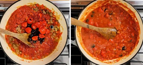 tomato, olives and cherry peppers added in.