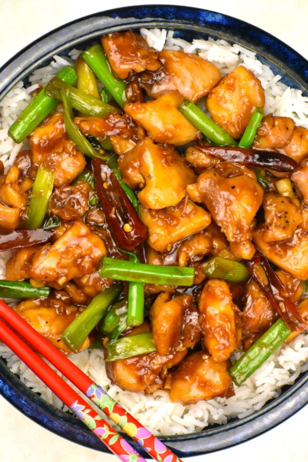 chicken stir fry served over rice