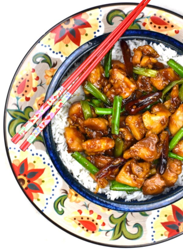 serving of mongolian chicken on the gypsy plate