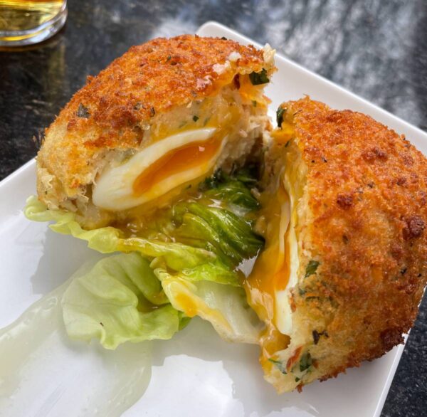 a salmon scotch egg