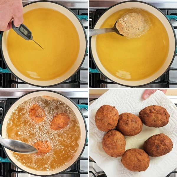 frying the scotch eggs