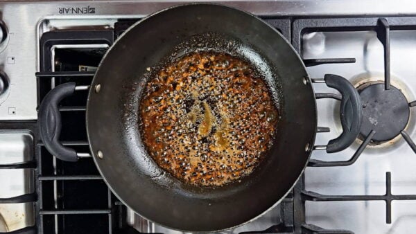 prepared sauce simmering in pan