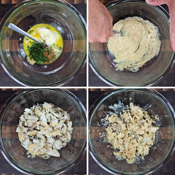 preparing the crab mixture.