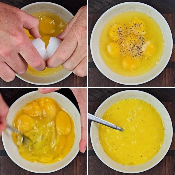 whisking eggs in a bowl