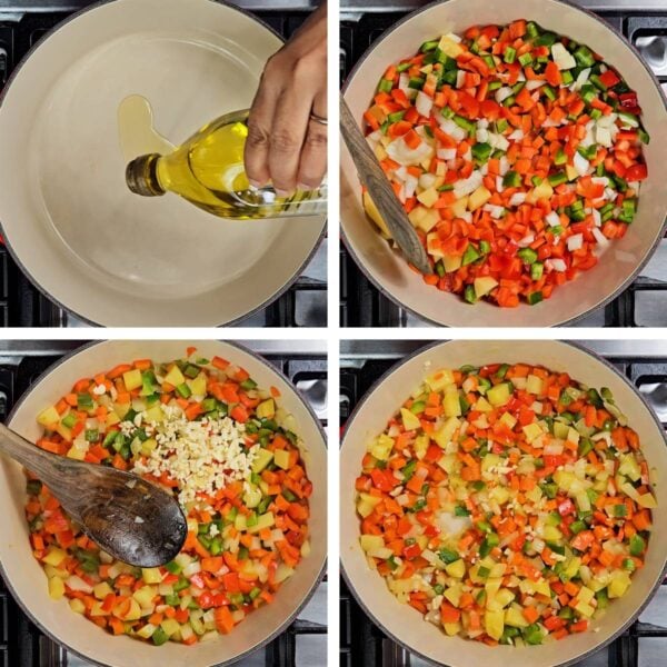 sautéing diced vegetables