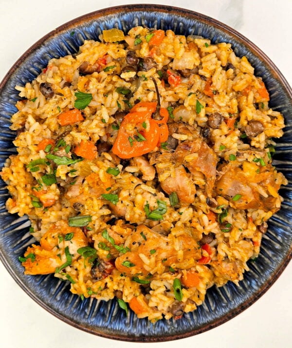 bowl of trini pelau