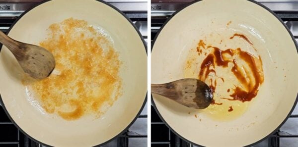 browning the brown sugar in oil.