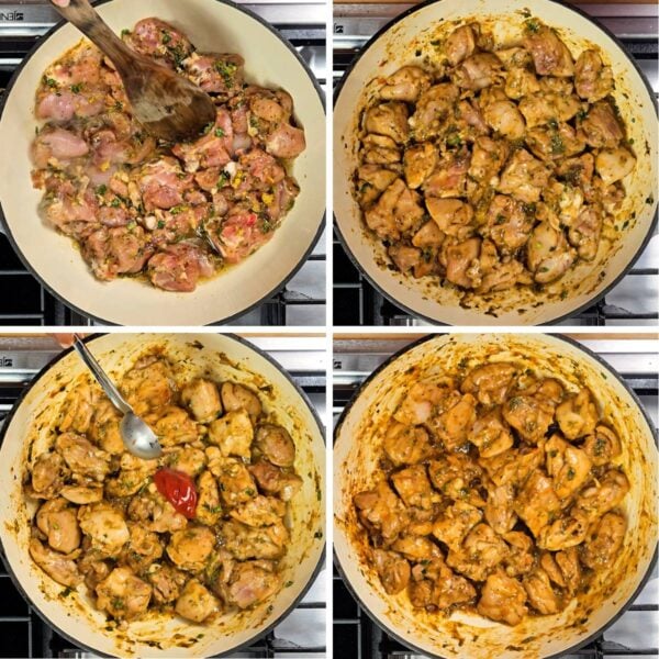 browning the chicken pieces.