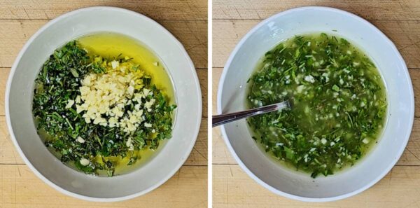 mixing together the marinade