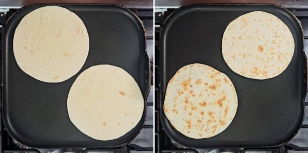 warming up tortillas