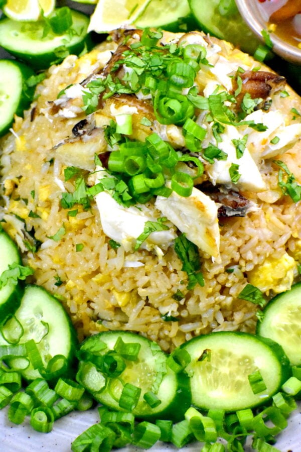 scoop of crab fried rice on a plate