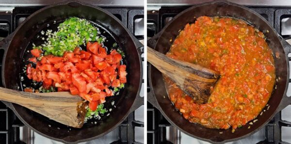 cooking down the tomatoes