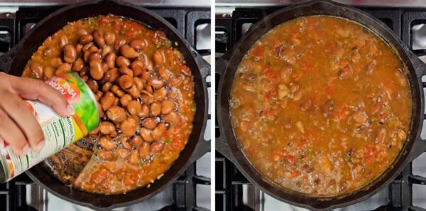 simmering the fava beans
