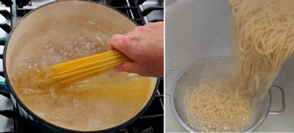 boiling spaghetti noodles