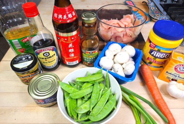 Recipe ingredients on a counter.