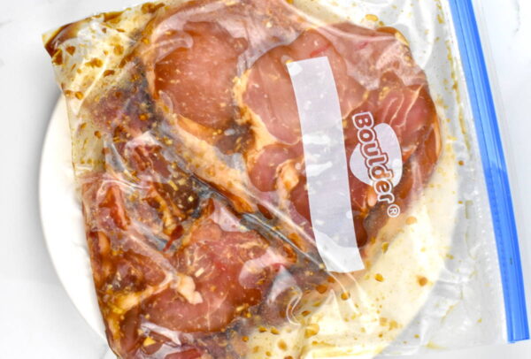 marinating pork chops in a zip top bag
