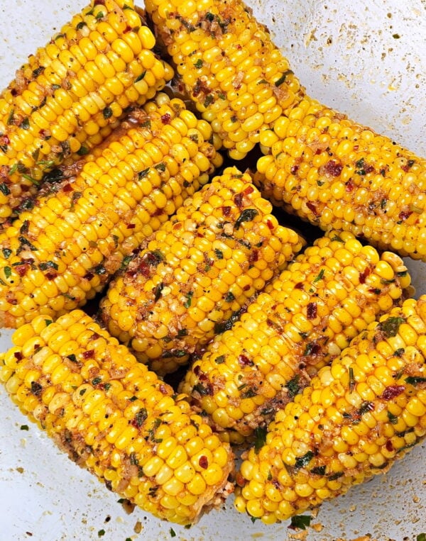 Cajun buttered corn cobs.