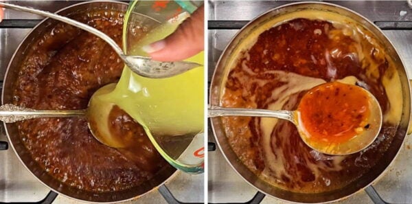 Adding in chicken broth.