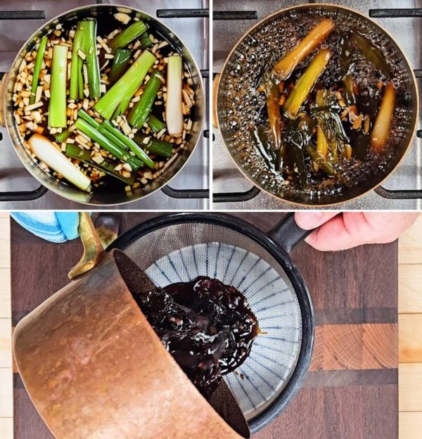 Making yakitori sauce.